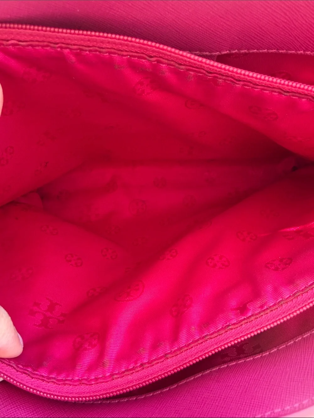 Tory Burch Magenta Leather Tote with Double Straps - Picture 10 of 16